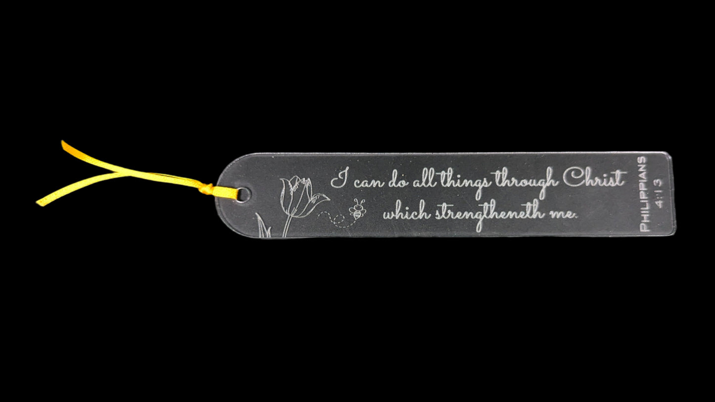 Philippians 4:13 Clear Acrylic Bookmark